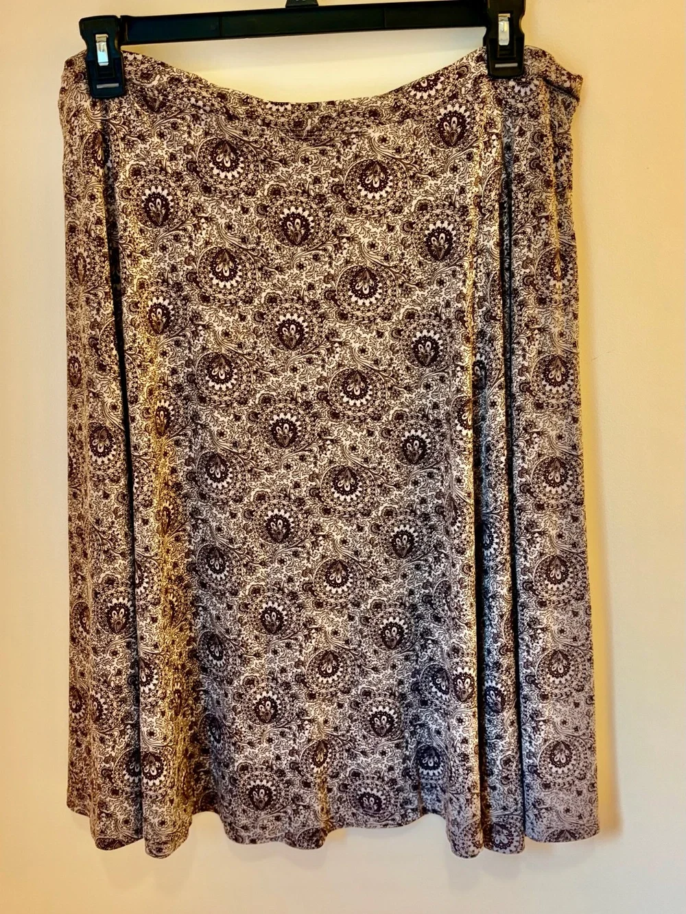Michael Kors Brown and Cream Paisley A-Line Skirt
